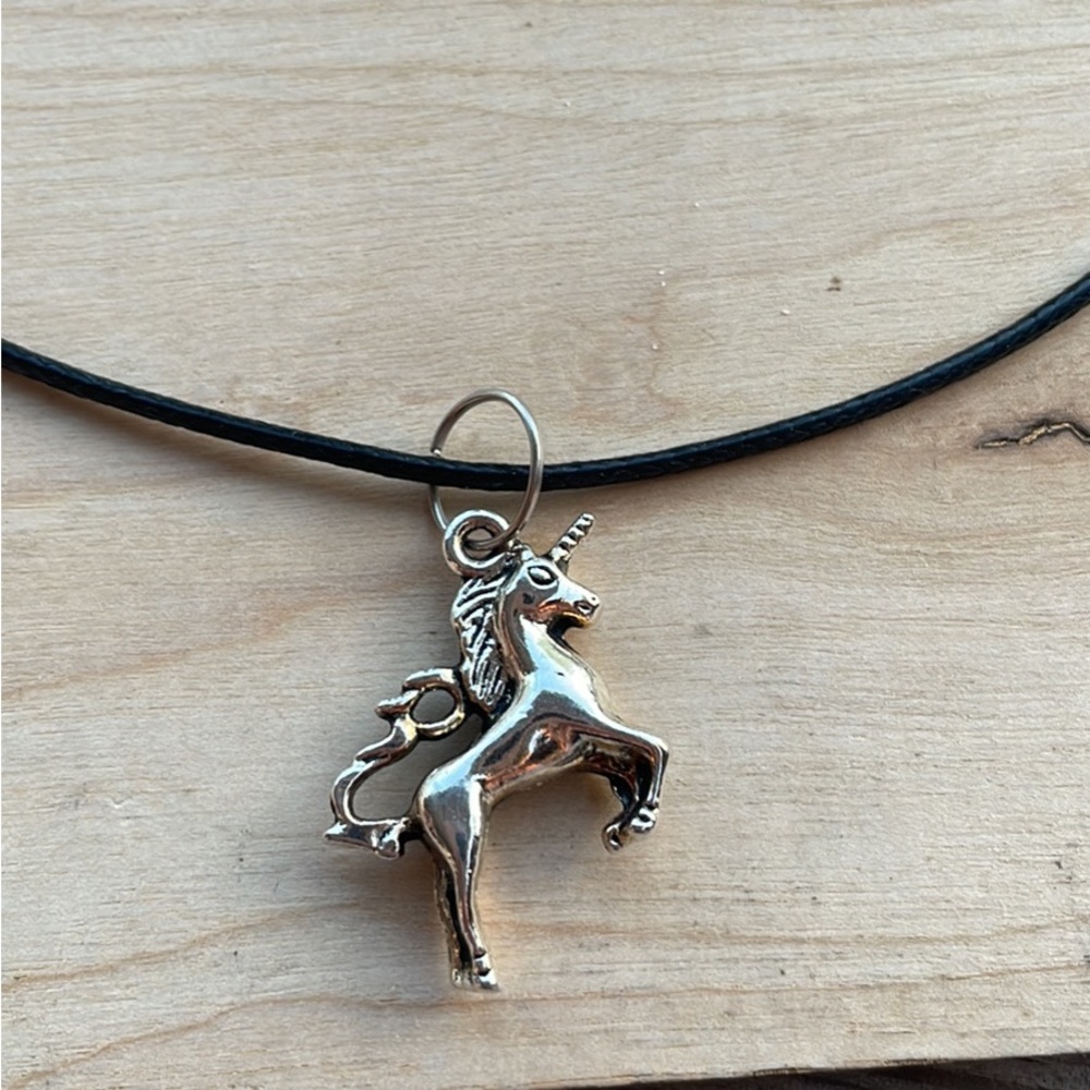 Homemade black cord necklace with Charm